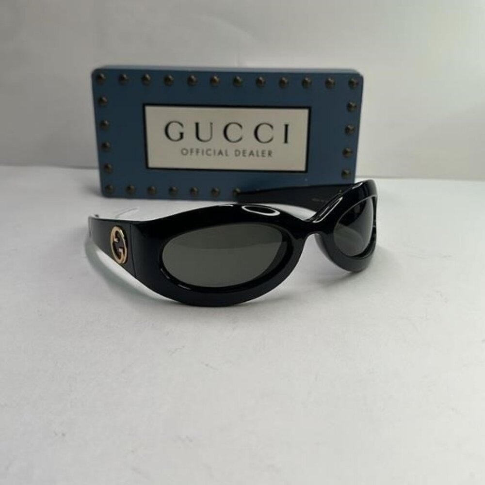 New Authentic GUCCI GG1247s 001 Black/Gold Oval sunglasses - Picture 10 of 14